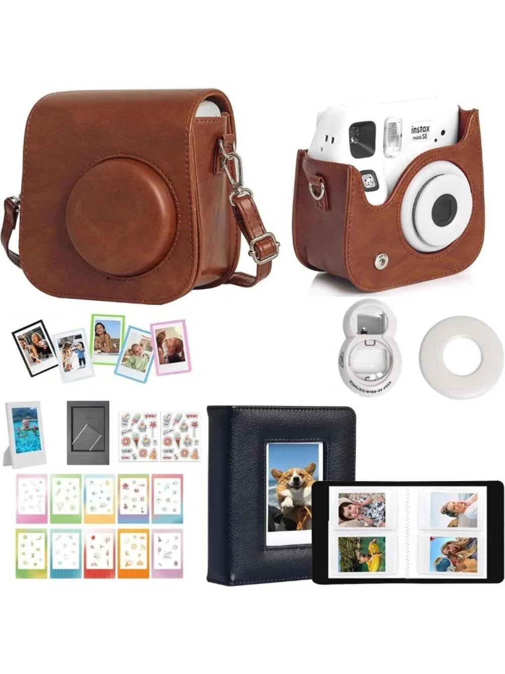 Brown Mini SE Kit for Instax Mini SE/7+ Instant Camera - Essential Accessories